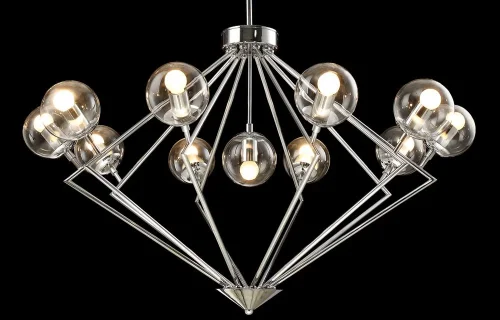 Люстра подвесная FABRICIO SP11 CHROME/TRANSPARENTE Crystal Lux прозрачная на 11 ламп, основание хром в стиле лофт шар фото 4 Люстра подвесная FABRICIO SP11 CHROME/TRANSPARENTE Crystal Lux прозрачная на 11 ламп, основание хром в стиле лофт шар фото 4